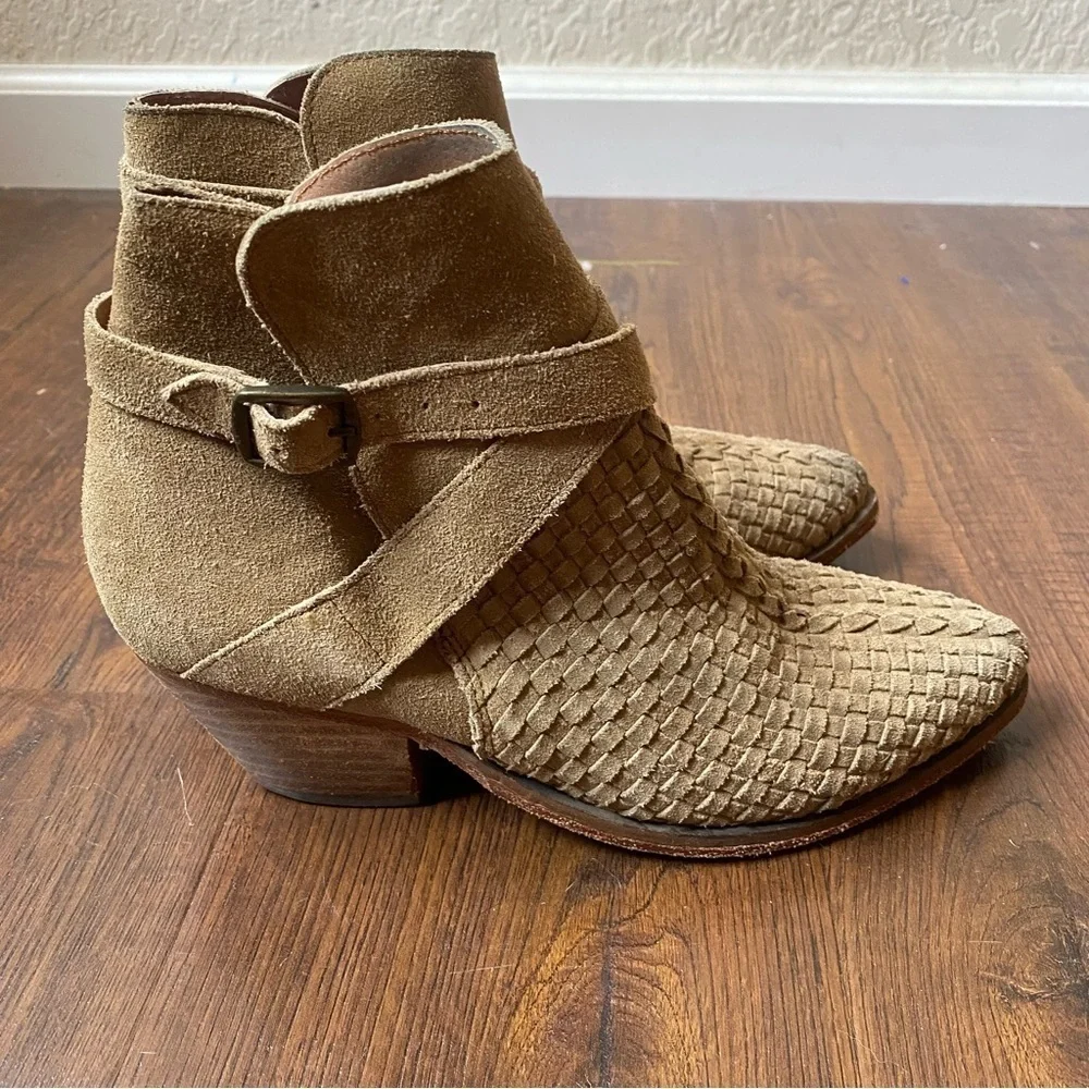 Free People Venture Woven Suede Ankle Buckle Boots SZ EU 36 US 5.5/6